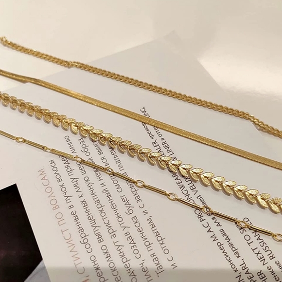 14k Gold Ankle Bracelets Set of 4 NWT - Picture 4 of 4